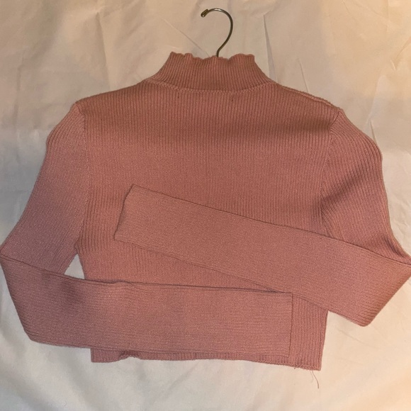 Pink Longsleeve Crop Sweater Cutout - Picture 4 of 5